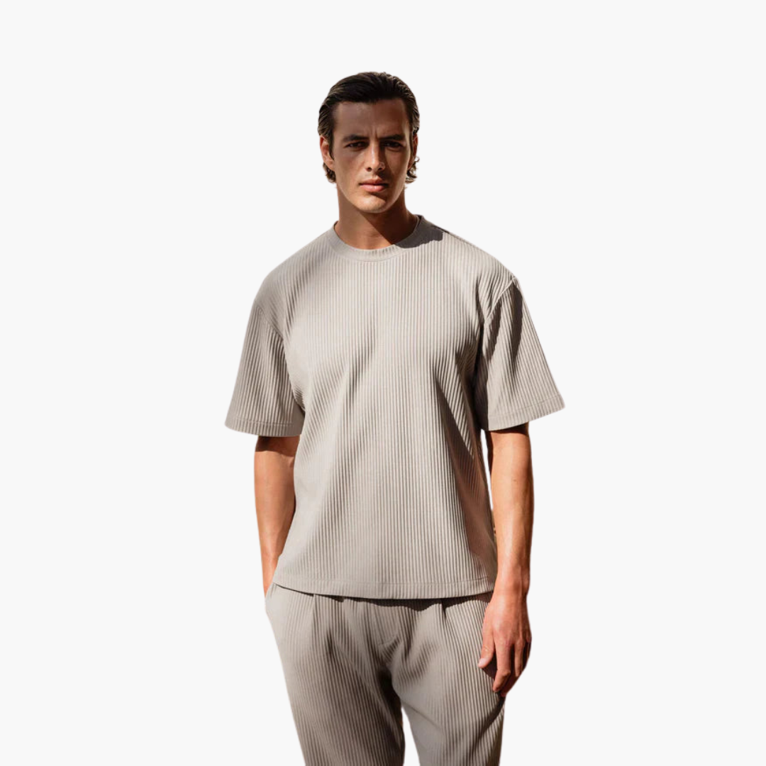 Plissee-Zweiteiler mit Kurzarmhemd - Herren Sommer-Set