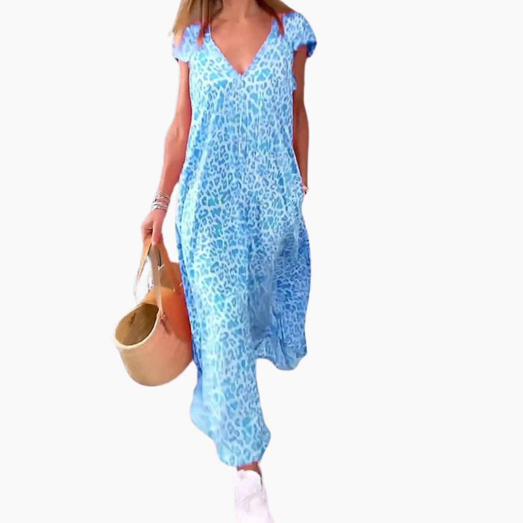 Leo Maxikleid für Damen – V-Ausschnitt und lockere Passform