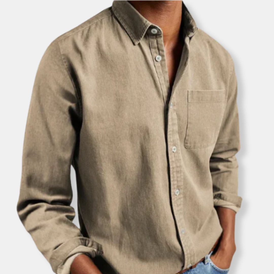 Herren Knopf Daunen Lässig Hemd | Langarm
