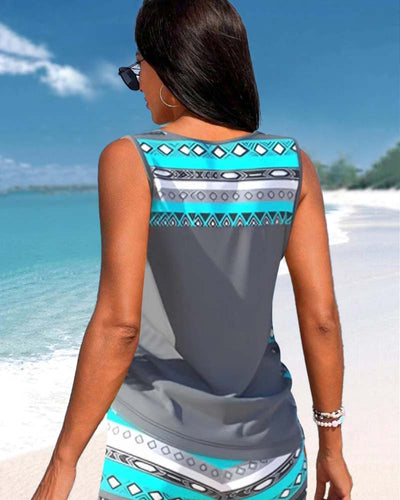 Helena - Tankini mit geometrischem Muster und V-Ausschnitt