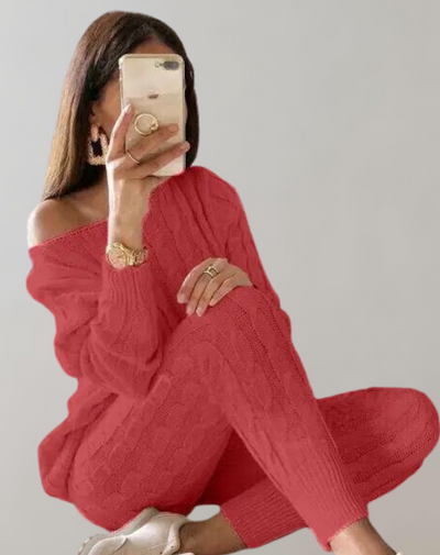 Heidi-Mode | Stilvolle Strick-Komfortset - Pullover + Hose