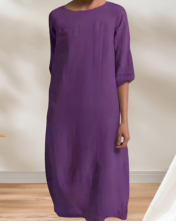 Marbella Dress | Ladies Casual Leinen-Look Einfaches Midikleid