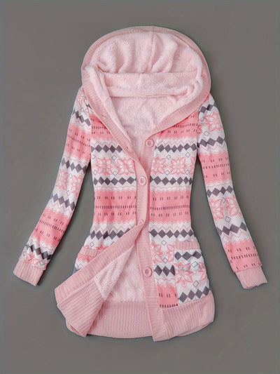 Lässiger Geo Print Cardigan mit Taschen