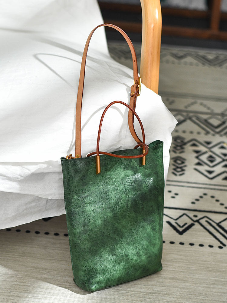 Minimalistische Leder-Umhängetasche im Retro-Stil für Damen