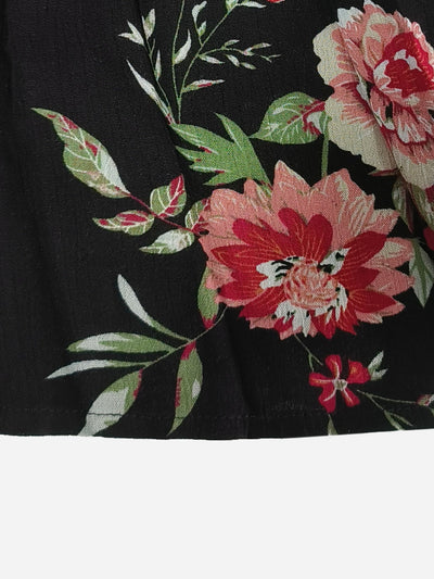 Plus Size Floral Flare Sleeve Dress