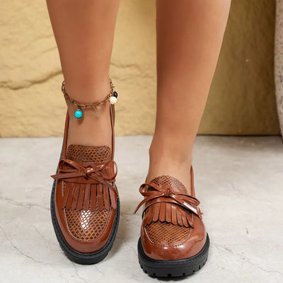 Round Toe Block Heels Loafers