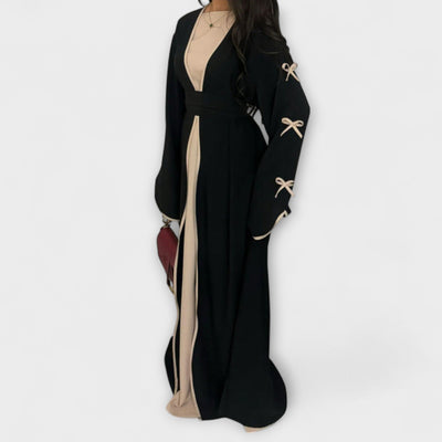 Jasmin - Elegantes Set aus Cardigan und Kleid mit Schleifenakzent