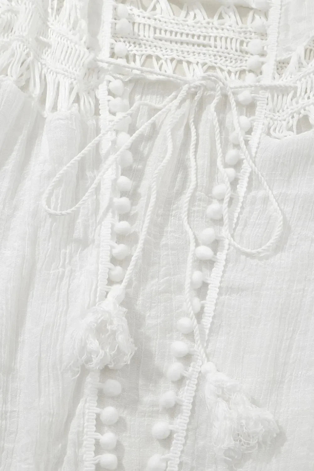 Pom Pom Trim Drawstring Waist Cover-Up