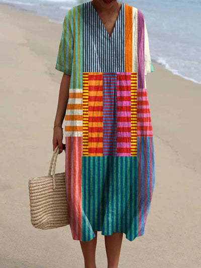 Slavko – Vintage Baumwollkleid mit Geometrischem Muster