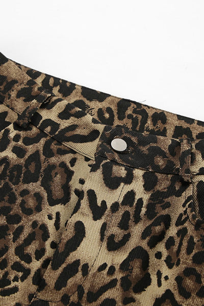 Leopard Wide Leg Pants with Pockets