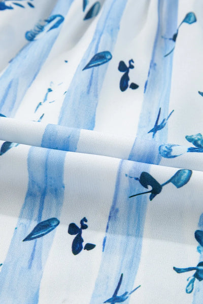 Floral Smocked Tied Straps A-Lined Tiered Dress