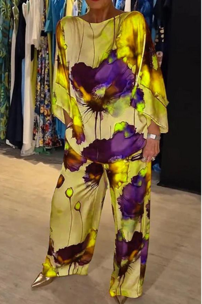 Langer Zweiteiler mit Muster für Damen