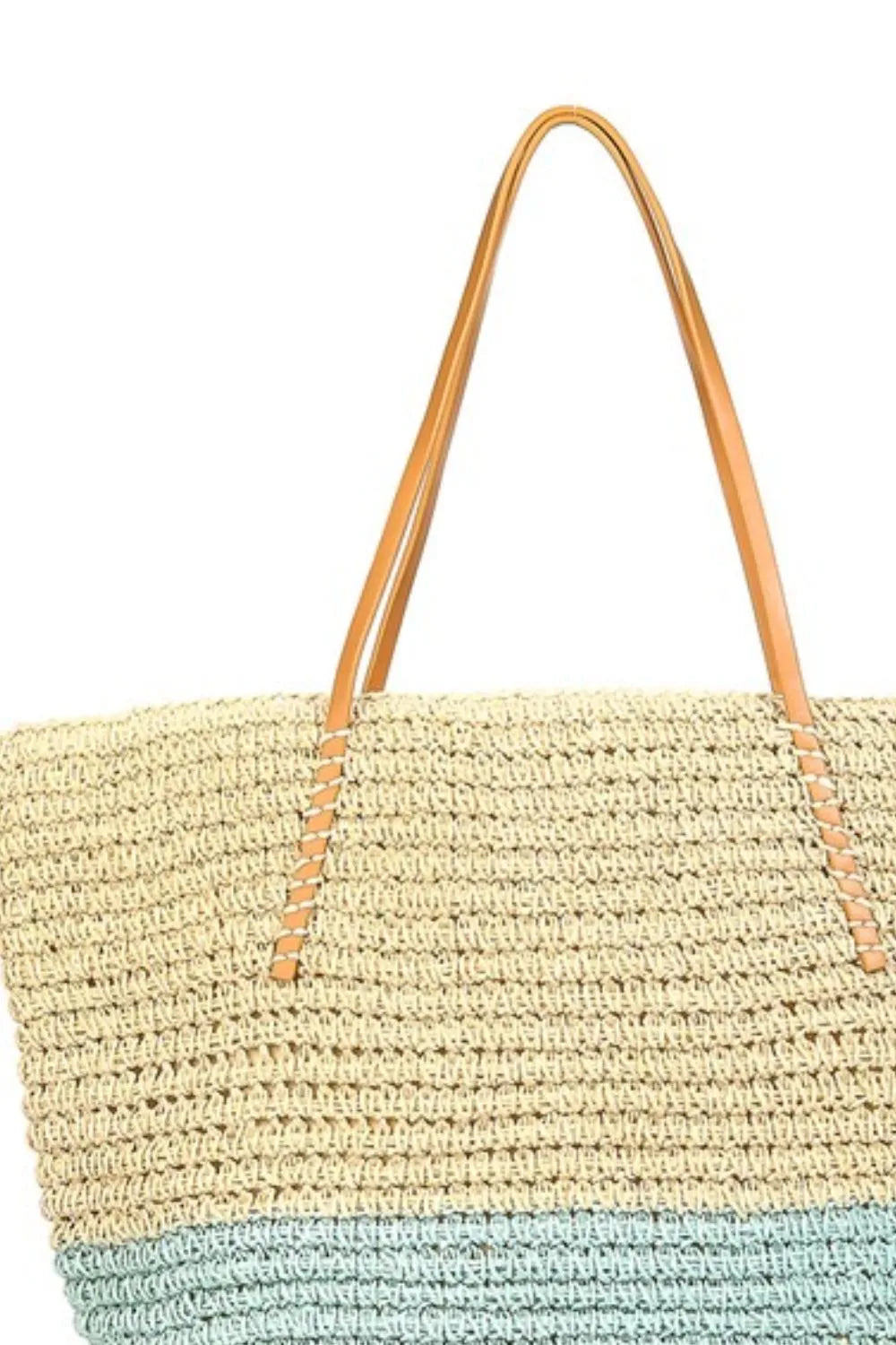 Fame Straw Braided Beach Tote Bag