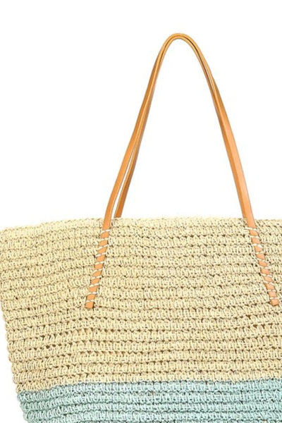 Fame Straw Braided Beach Tote Bag