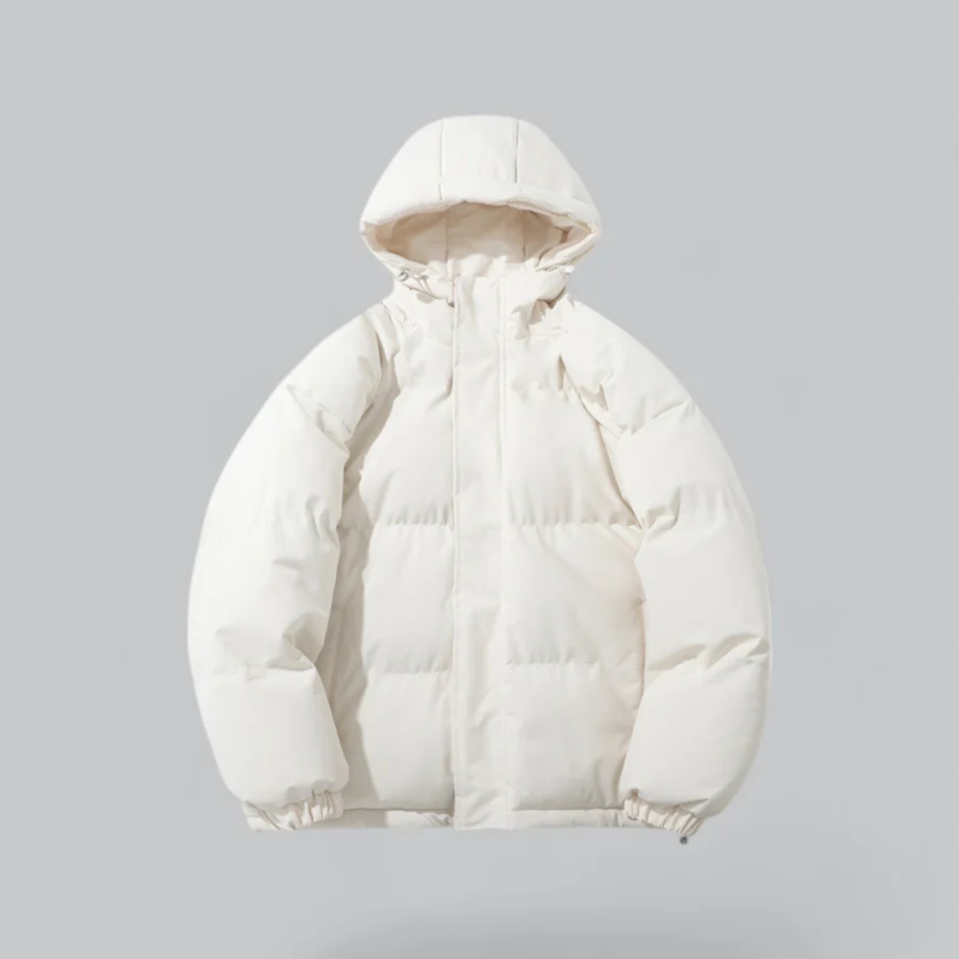Unisex Puffer Kurze Kapuze Jacke | Reißverschluss