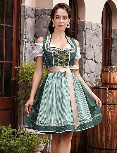 Oktoberfest 3-Piece Dirndl with Apron & Blouse