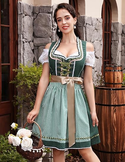 Oktoberfest 3-Piece Dirndl with Apron & Blouse