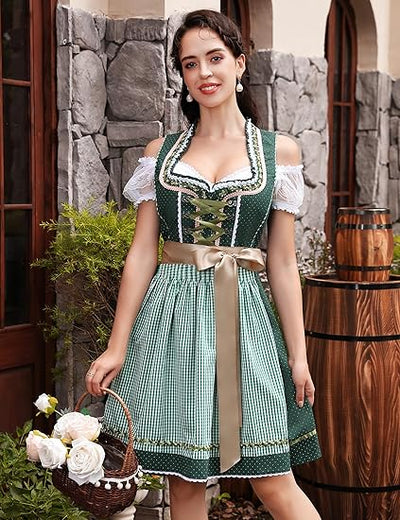 Oktoberfest 3-Piece Dirndl with Apron & Blouse