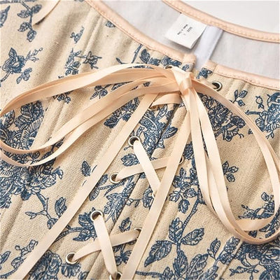 Floral Lace-up Front Vest U-Back Corset