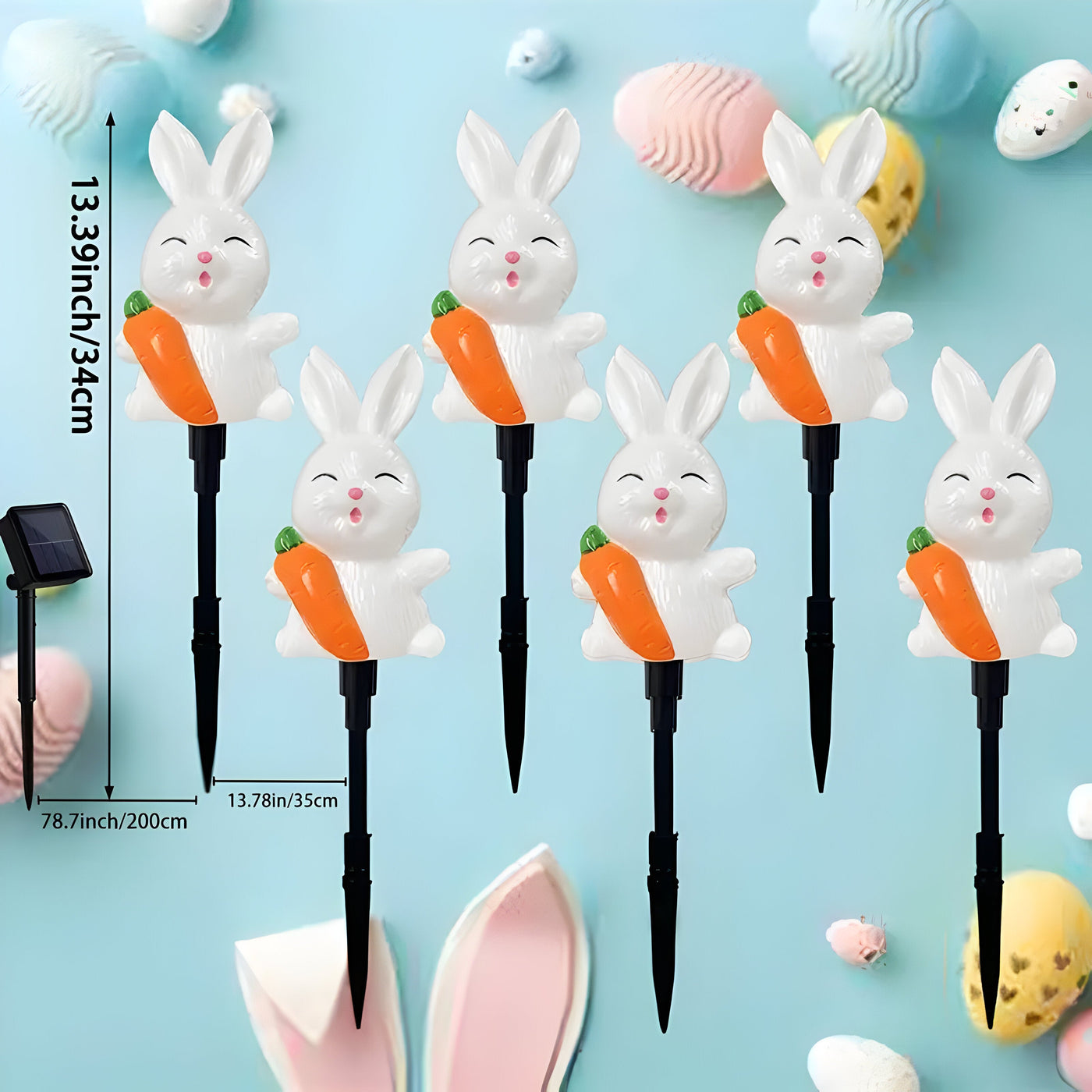 HoppyShine Light – 6er-Set Solarbetriebene Osterhasen-Lichter