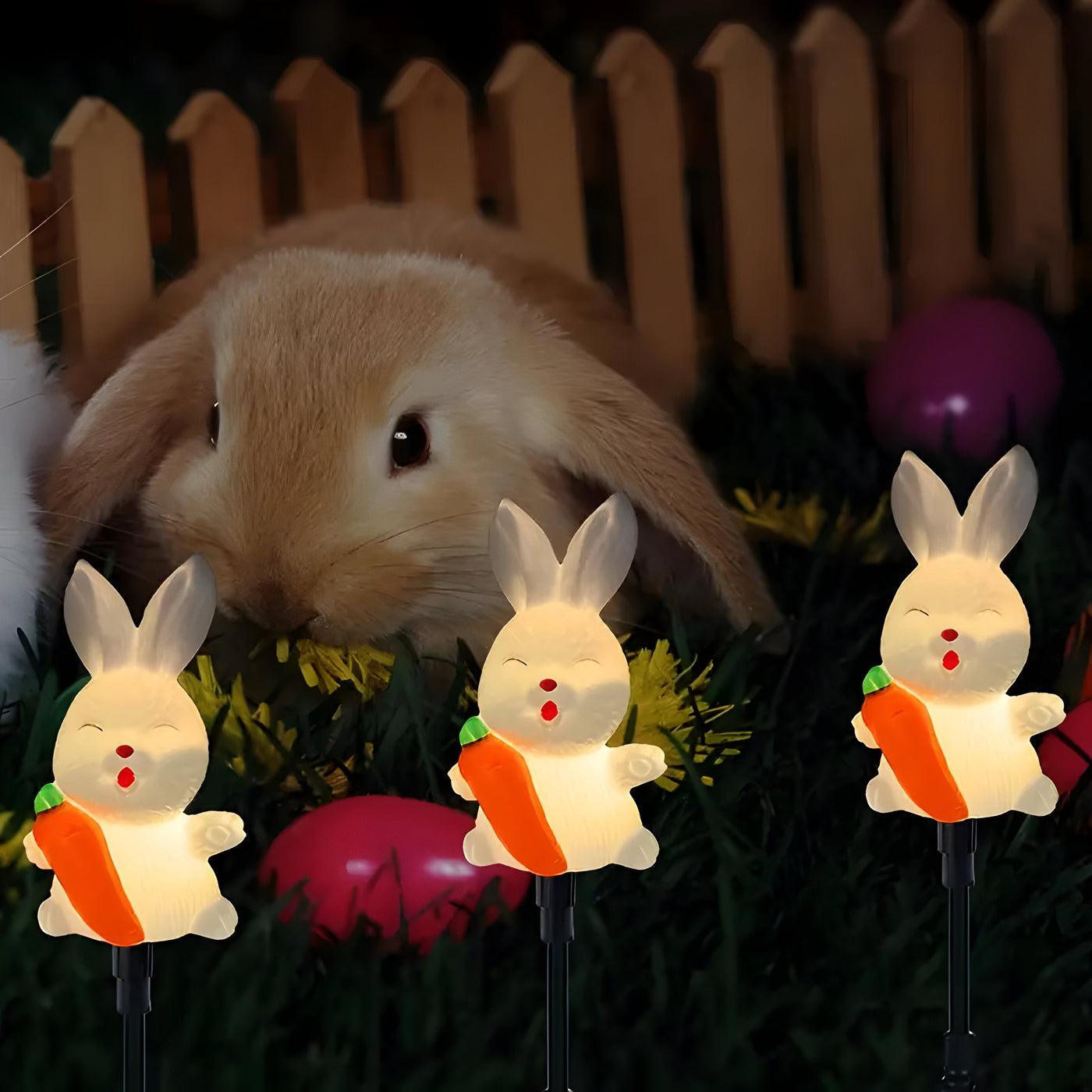 HoppyShine Light – 6er-Set Solarbetriebene Osterhasen-Lichter