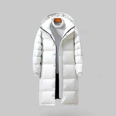 Herren Lange Puffer Knopf Daunen Jacke | Kapuze