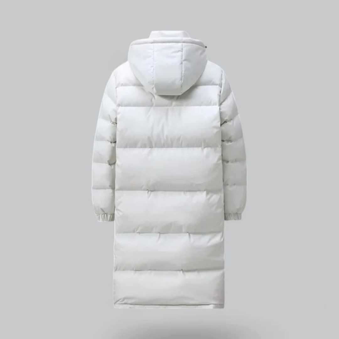 Herren Lange Puffer Knopf Daunen Jacke | Kapuze