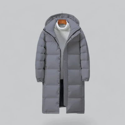 Herren Lange Puffer Knopf Daunen Jacke | Kapuze