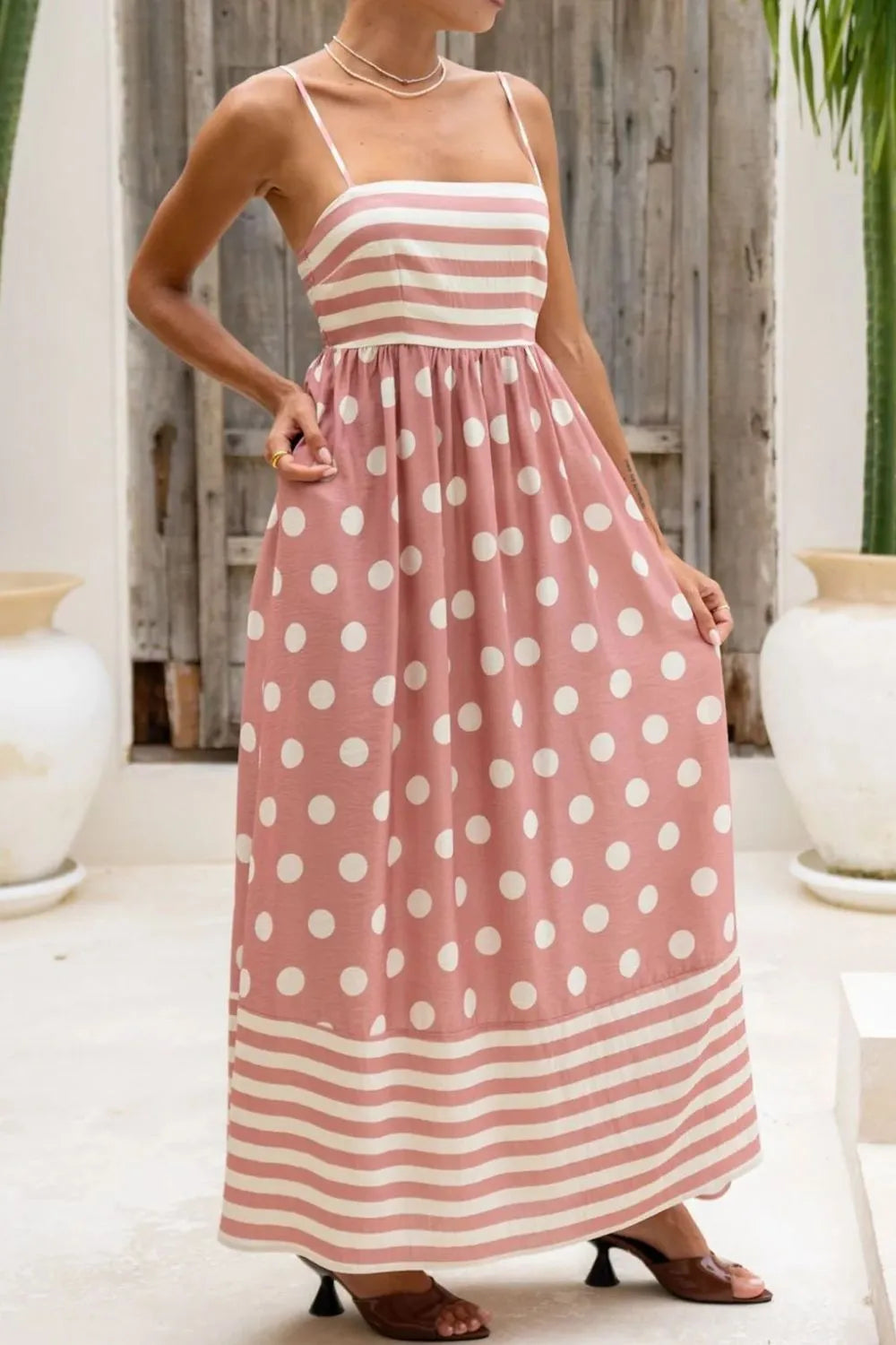Polka Dot Square Neck Cami Dress