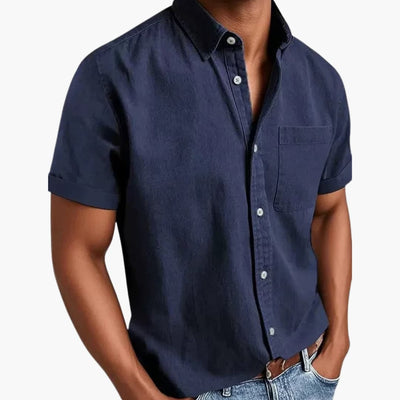 Herren Kurzarmhemd mit Brusttasche für Frühling und Sommer