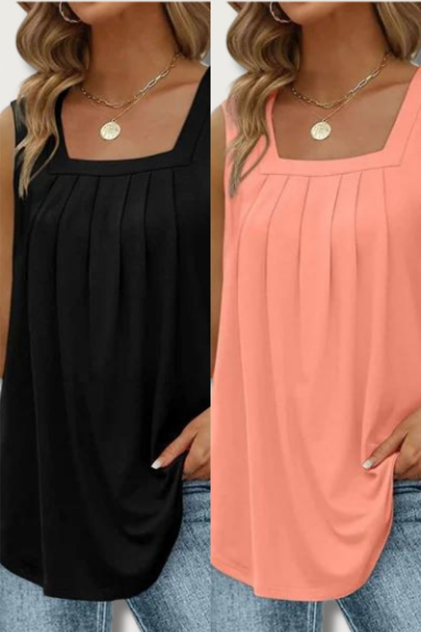 Heidi-Mode | Lässiges Falten Quadrat-Ausschnitt Top