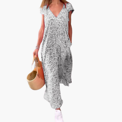 Leo Maxikleid für Damen – V-Ausschnitt und lockere Passform