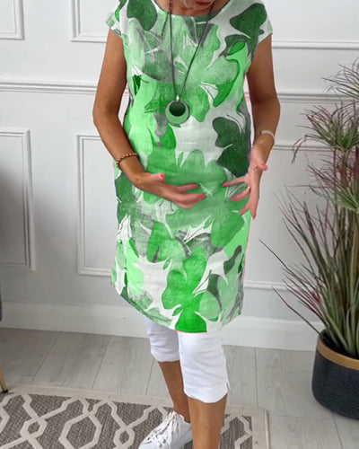 Lässiges Longtop mit lebendigem Blumendruck für Damen