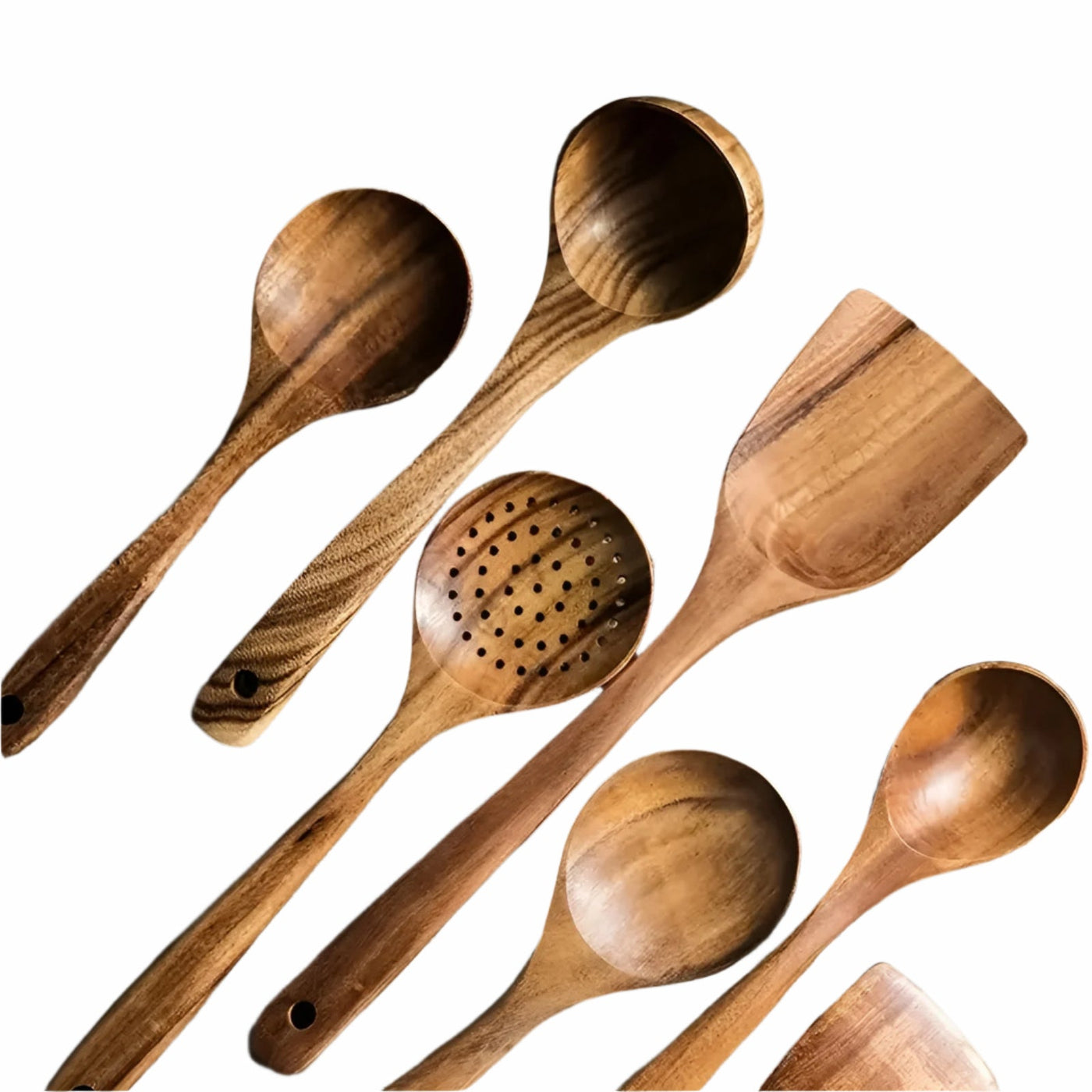 Holz-Küchenutensilienset – 5-teiliges Set Natürliche Pfannenwender für Antihaftpfannen