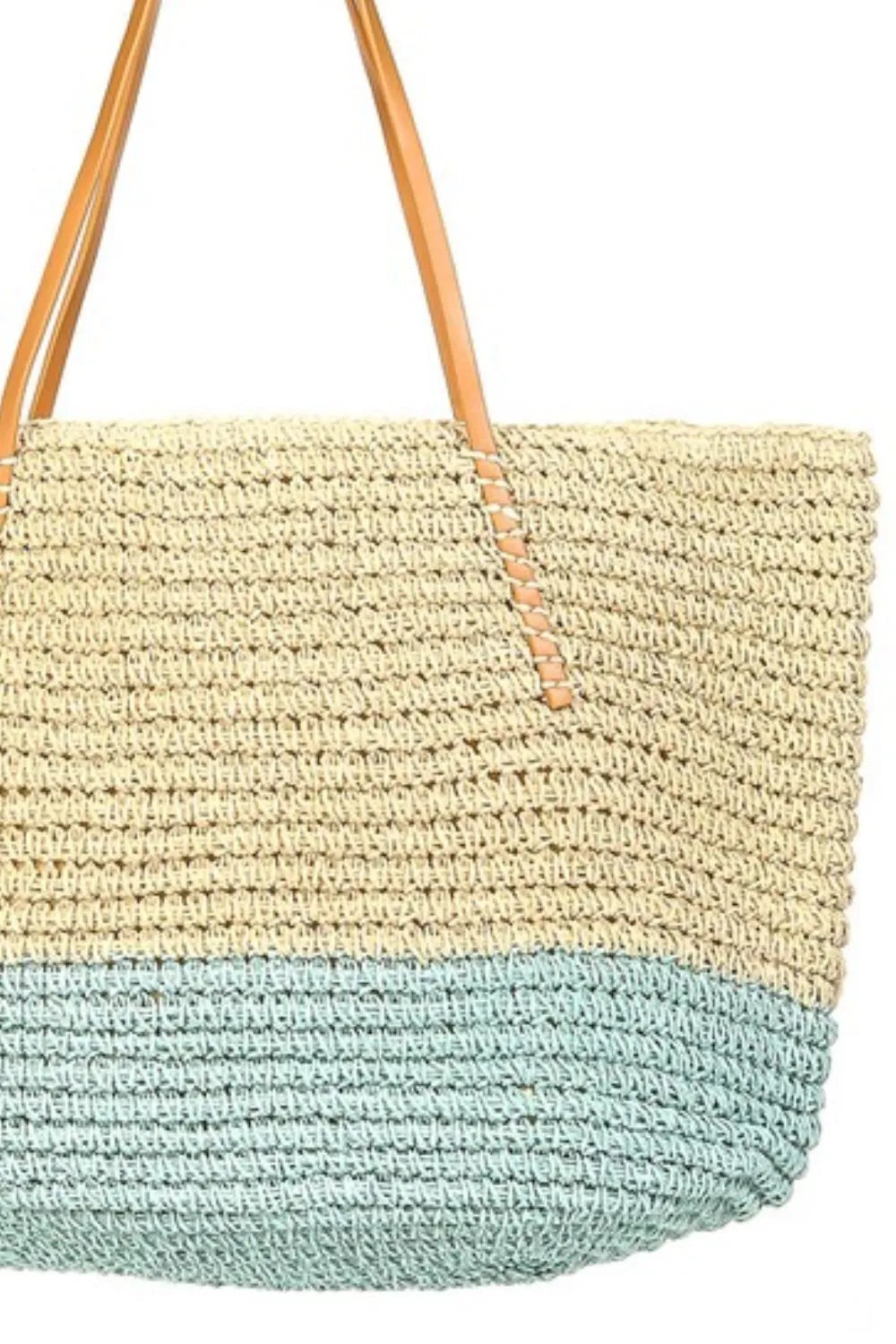 Fame Straw Braided Beach Tote Bag