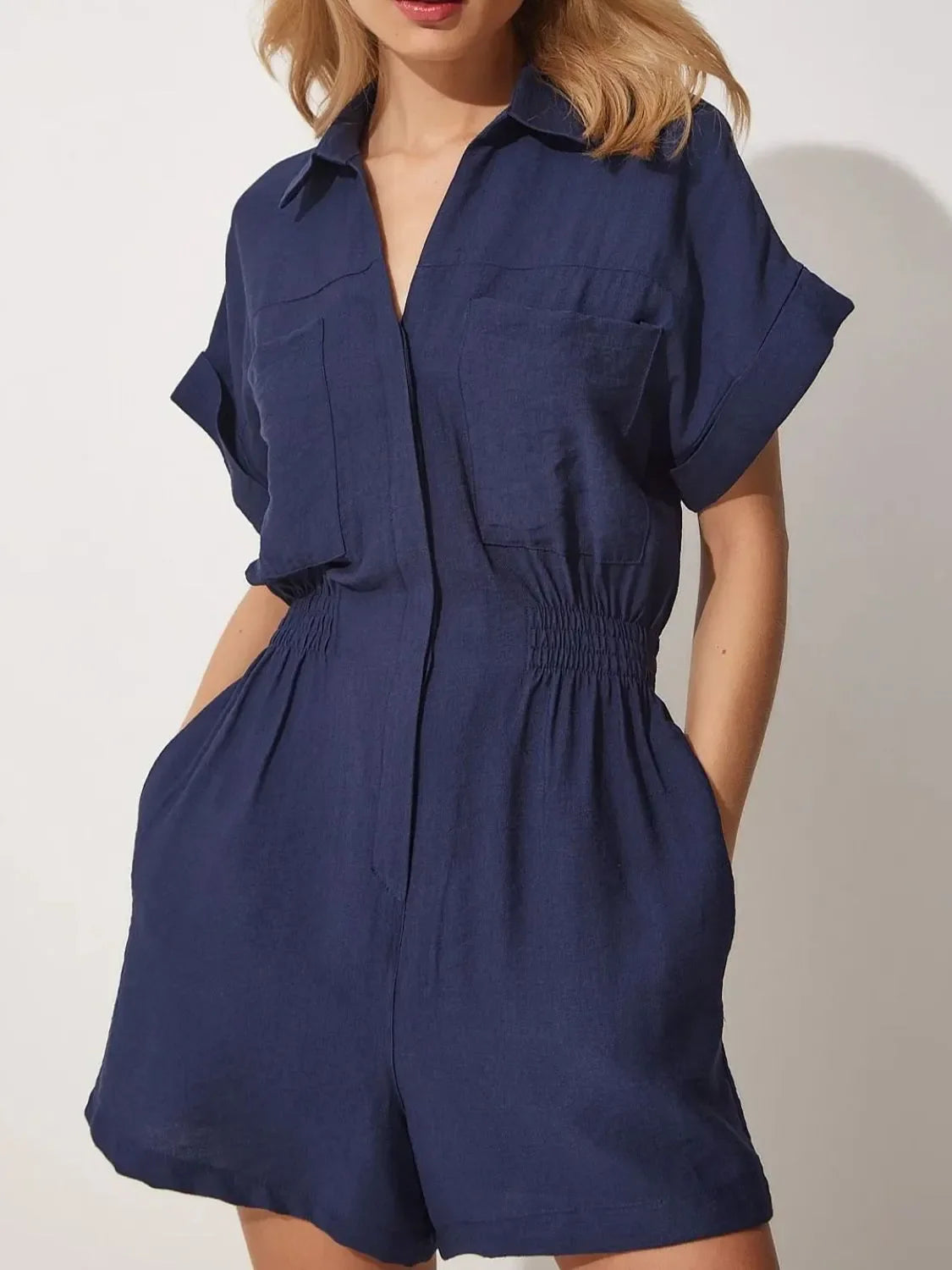 Johnny Collar Short Sleeve Romper