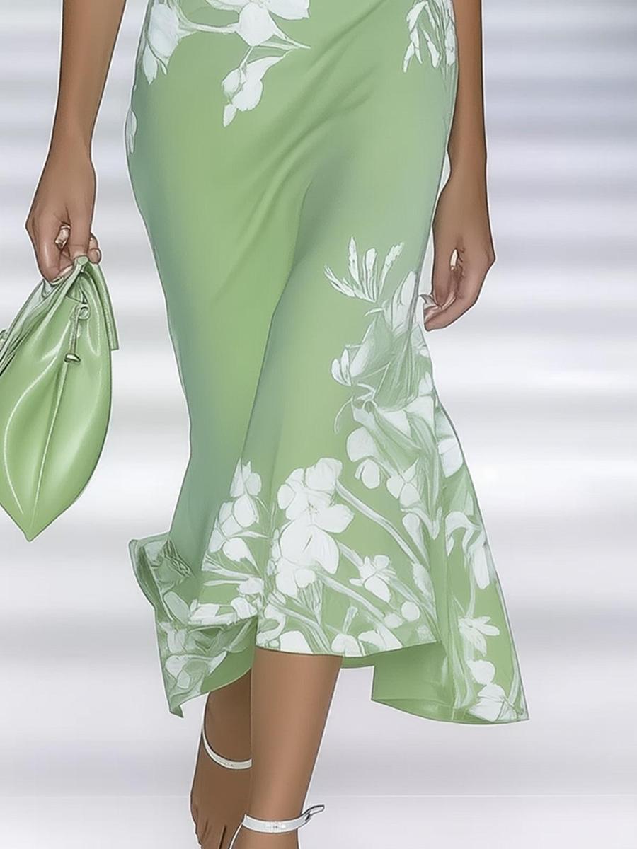 Frisches kurzärmliges Maxikleid für Damen