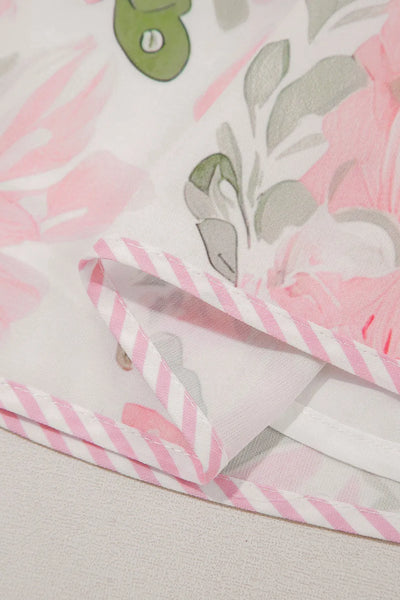 Floral Contrast Edge Layered Short Sleeve Mini Dress