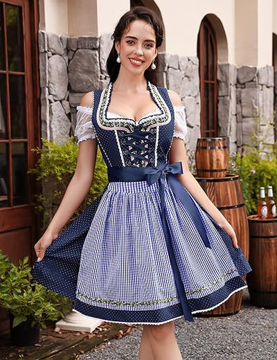 Oktoberfest 3-Piece Dirndl with Apron & Blouse