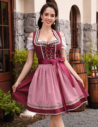 Oktoberfest 3-Piece Dirndl with Apron & Blouse