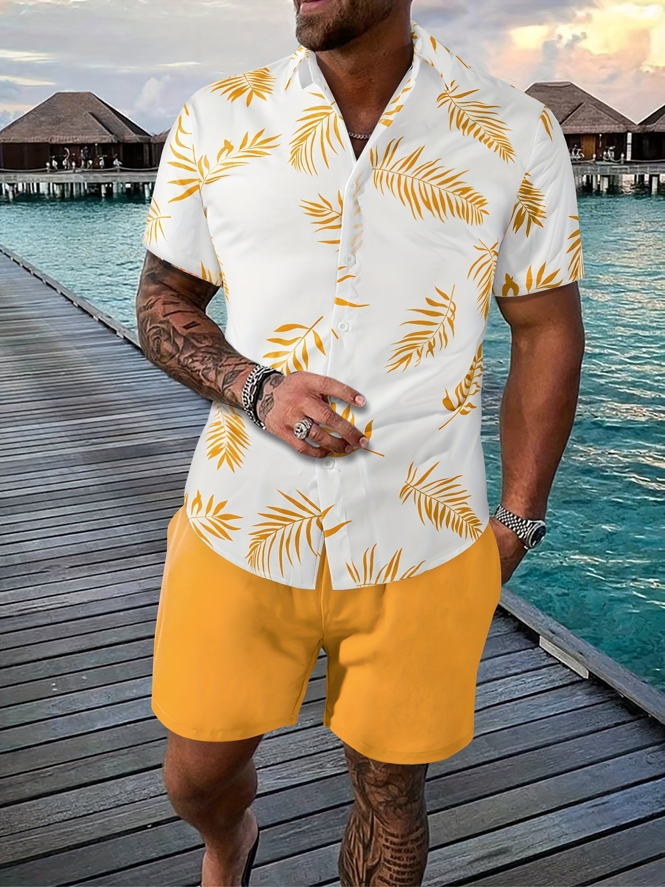 Herren Sommer-Set mit Blattmuster - Ilhan
