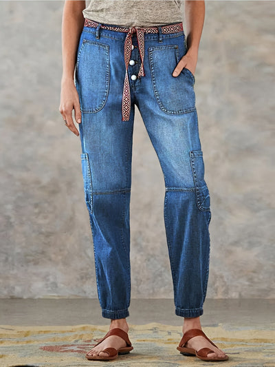 Freizeit Hose mit Taschen und niedriger Taille für Damen