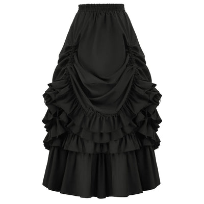 Gothic Adjustable Elastic Waist Ruffle Cake Maxi Skirt