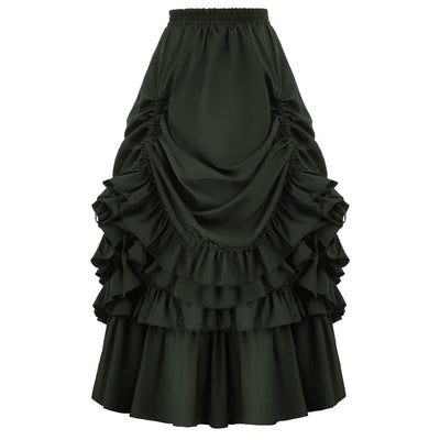 Gothic Adjustable Elastic Waist Ruffle Cake Maxi Skirt