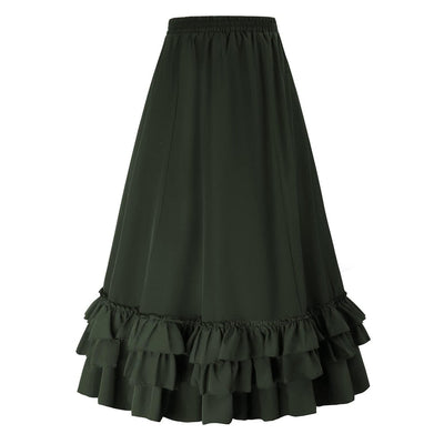 Gothic Adjustable Elastic Waist Ruffle Cake Maxi Skirt