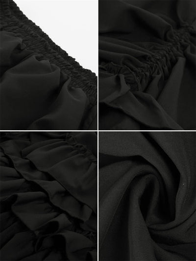 Gothic Adjustable Elastic Waist Ruffle Cake Maxi Skirt