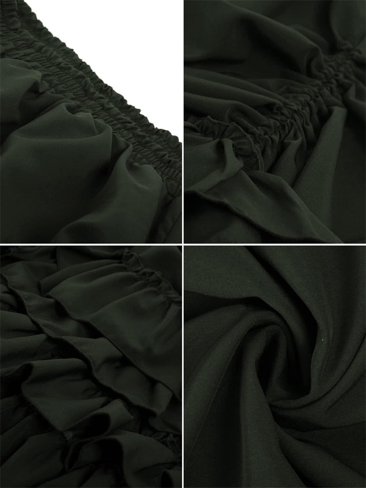 Gothic Adjustable Elastic Waist Ruffle Cake Maxi Skirt