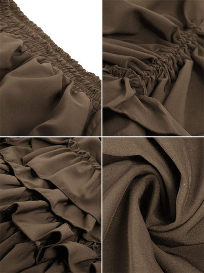 Gothic Adjustable Elastic Waist Ruffle Cake Maxi Skirt