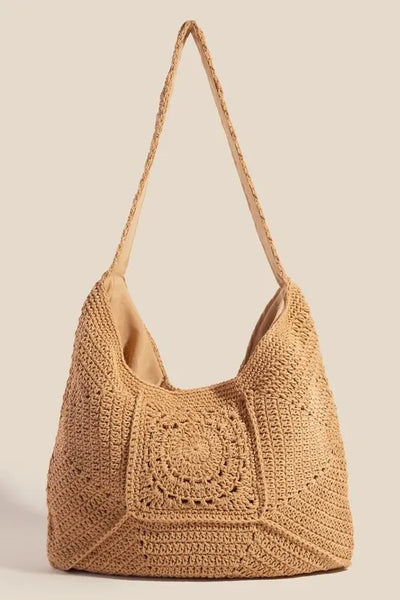 Fame Braided Panels Hobo Shoulder Tote Bag