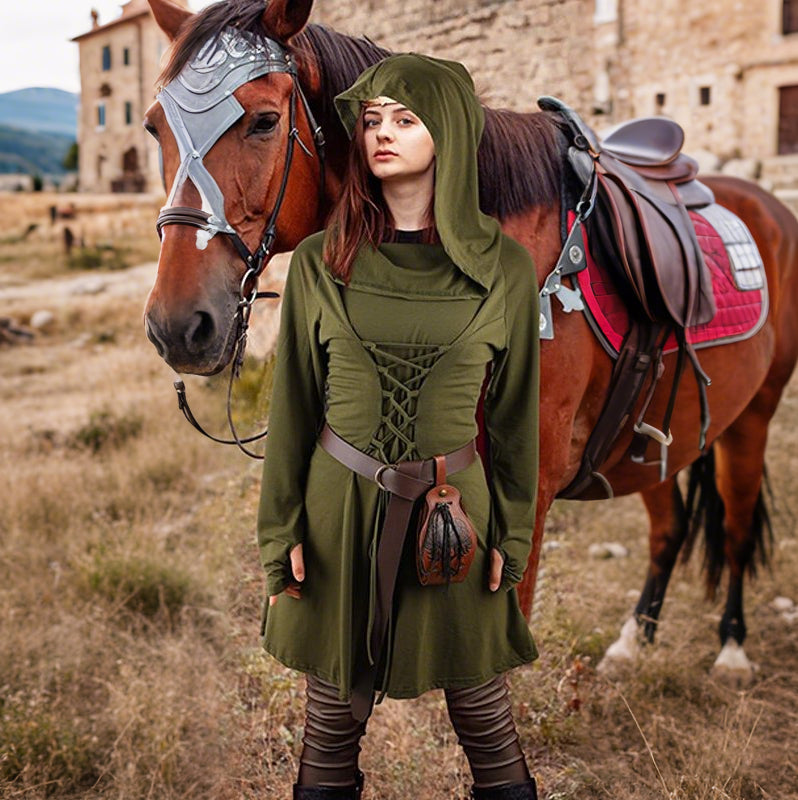 Medieval Fantasy Hooded Dress